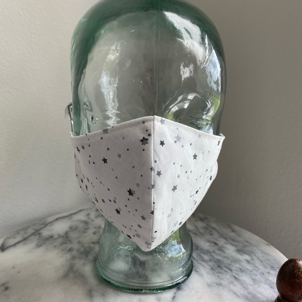 SOLD: White with stars face mask (Last One) - Picture 2 of 10